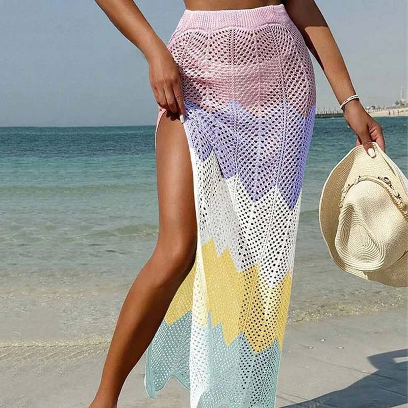 Para Praia Sexy Knitted Skirt Summer Women's Beach Outing New Beach Outfits Women Swimsuit Cover Ups Beachwear