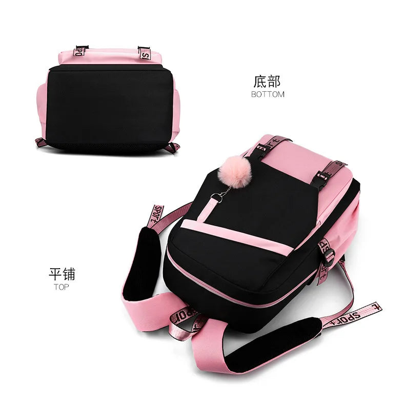 Fashion Girls' School Backpack Korean Styles Middle School Student Bags Black Casual Shoulder Bags for Teenager Boys Рюкзак