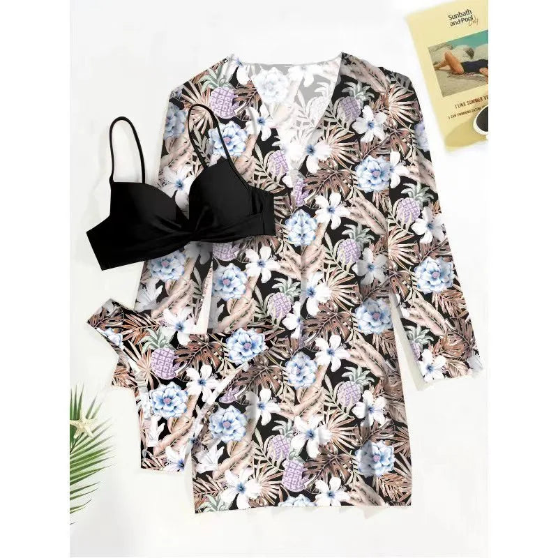 Cikini-Three-Piece Bikini Set for Women, Split Swimsuit, Swimwear, Summer Outfit, New, 2022