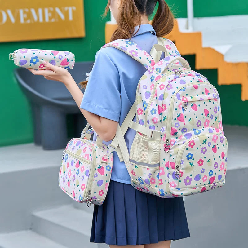 Schoolbags for Primary School Girls, Fashionable Backpacks, Large Capacity Junior High School Students, Versatile Backpacks
