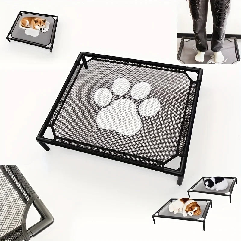 Cooling Elevated Dog Bed - Raised for Dogs, Cat, Outdoor With Guardrail, Breathable Mesh, Portable Camping Cot