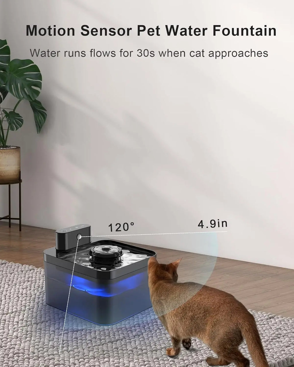 5200mAh Battery Operated Cat Water Fountain 2.2L Wireless Automatic Smart Pet Water Dispenser For Dog Cat with Infrared Sensor