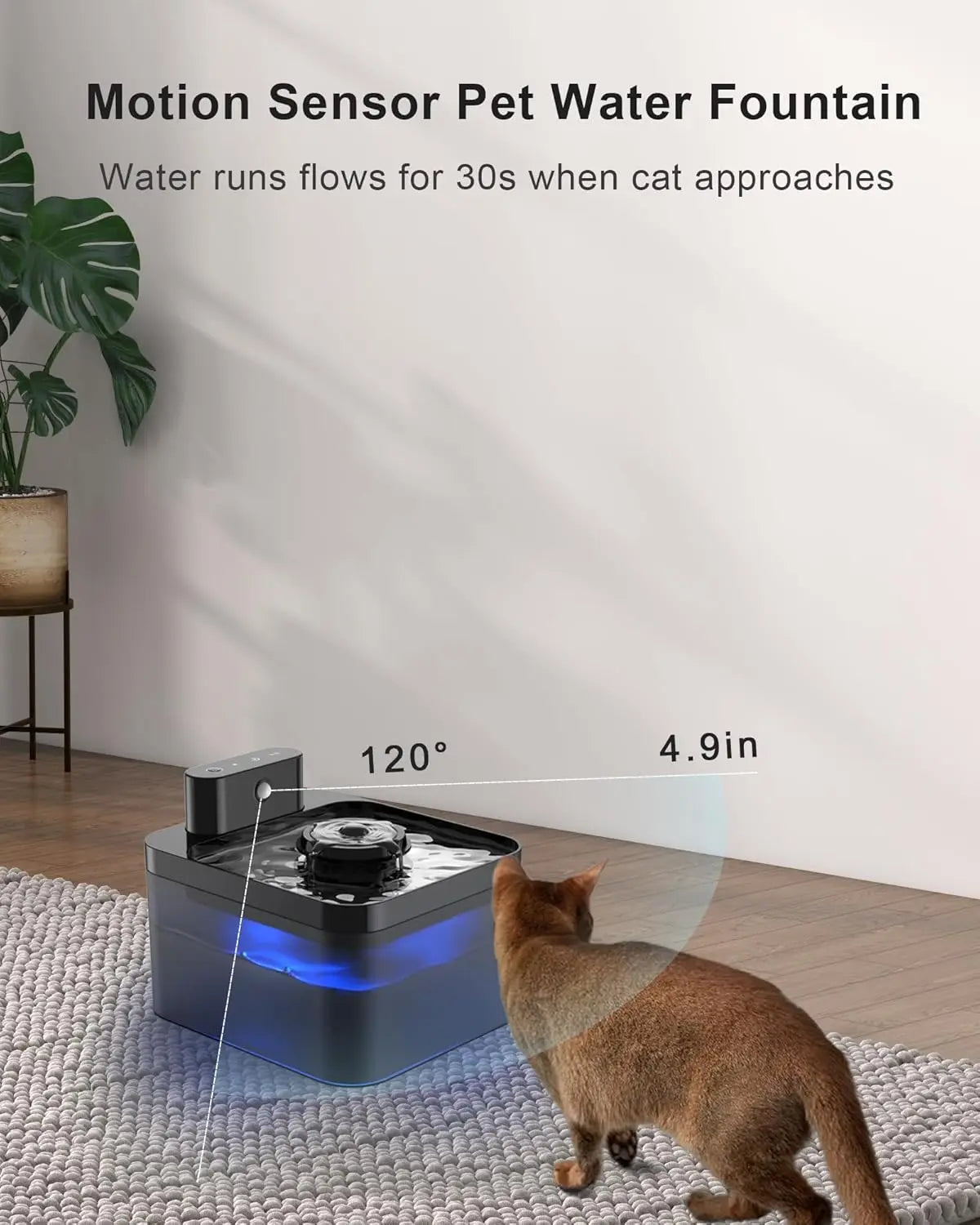 5200mAh Battery Operated Cat Water Fountain 2.2L Wireless Automatic Smart Pet Water Dispenser For Dog Cat with Infrared Sensor