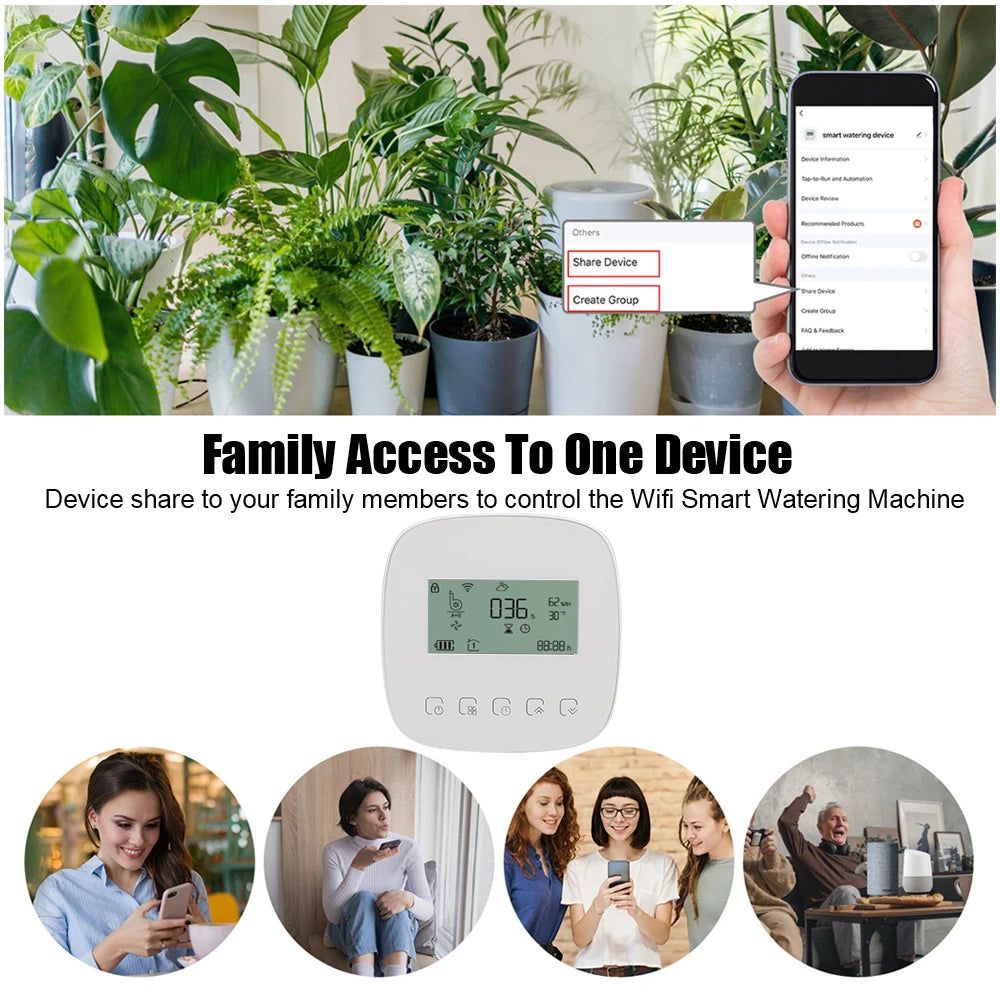 Intelligent Automatic Water Timer WiFi Tuya Micro-drip Irrigation Controller Digital Watering Irrigation Timer with Solar Panel