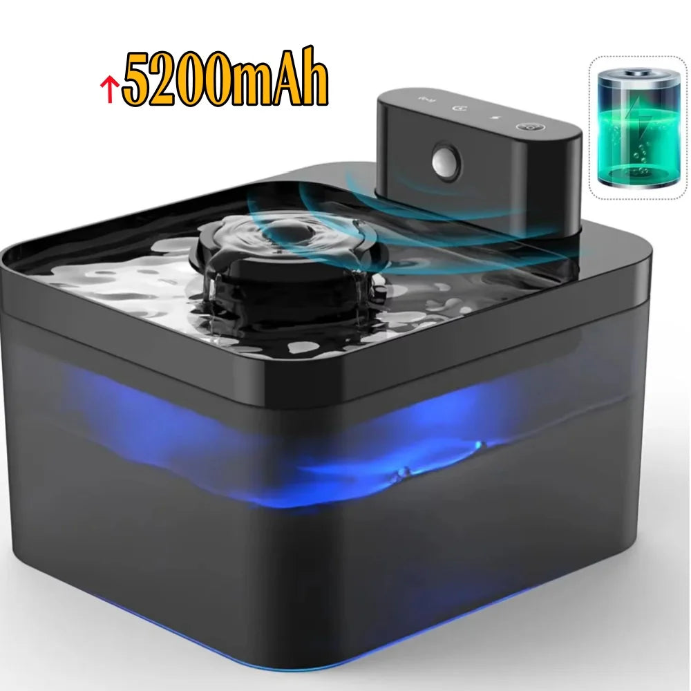 5200mAh Battery Operated Cat Water Fountain 2.2L Wireless Automatic Smart Pet Water Dispenser For Dog Cat with Infrared Sensor