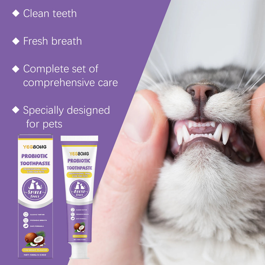 Probiotic Toothpaste for Pets:Eliminates Plaque,Freshens Breath,Gentle Teeth Cleaning&Oral Care,Shared by All Household Pets