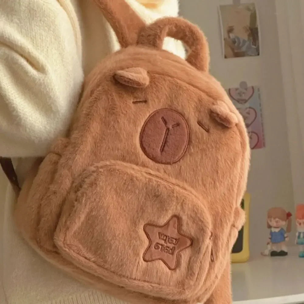 Large School backpack Kawaii Capybara Plush Versatile Cartoon Funny Capibala Crossbody Bags back to school anime