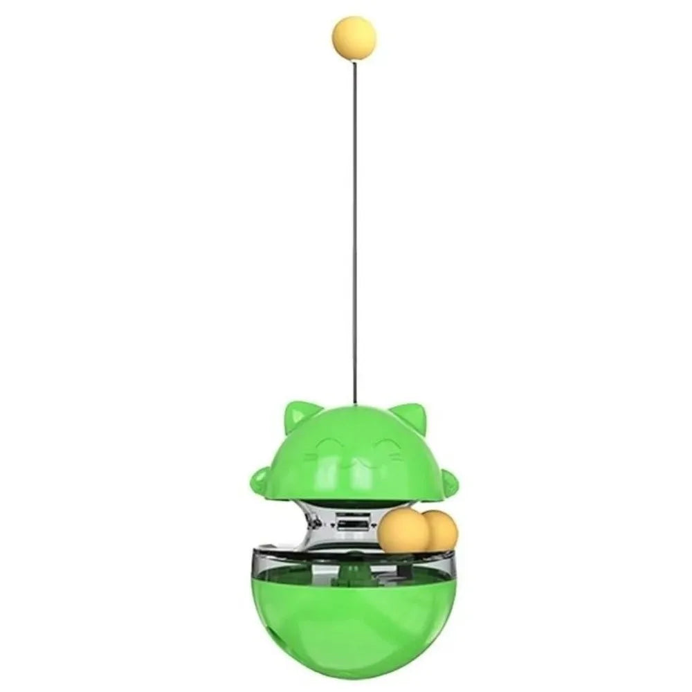 Interactive Cat Turntable Toys Treat Dispenser Self Play Leaking Food Ball Fun Training Tilting Tease Cat Teasing Stick