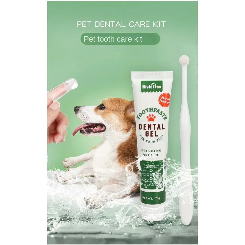 Pet Toothpaste Kit - Dental Care Set for Dogs & Cats, Teeth Cleaning Gel with Finger Brush, Christmas Birthday Gift for Pets