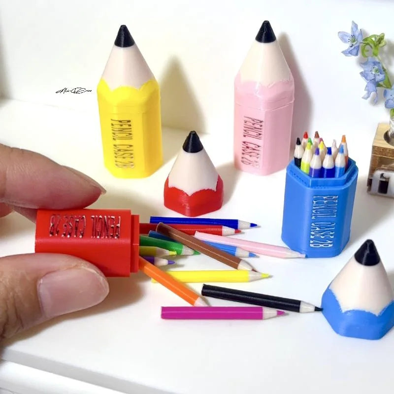 10/12Pcs Miniature School Supplies Toy Set for Kids Includes Colored Pens Mini Pencils Dollhouse School Accessory Props