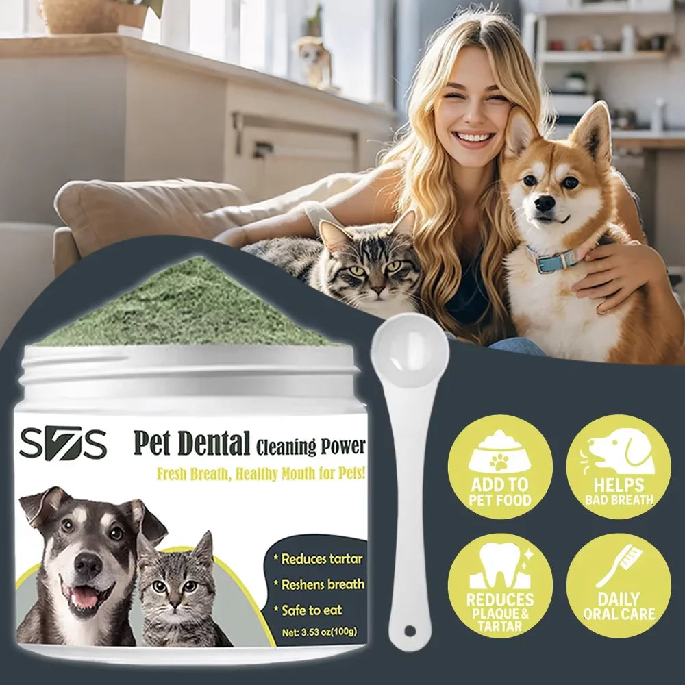 100g Beef Flavor Pet Dental Powder for Dogs & Cats – Advanced Tartar & Plaque Control, Fresh Breath, Oral Health Support