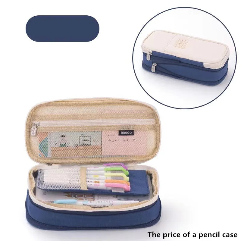 Large Capacity Pencil Case Stationery School Supplies Pencil Cases Pouch Office Desk Storage Bag Students Kids Pen Case Bags Box