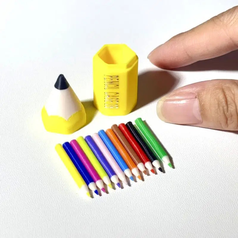 10/12Pcs Miniature School Supplies Toy Set for Kids Includes Colored Pens Mini Pencils Dollhouse School Accessory Props