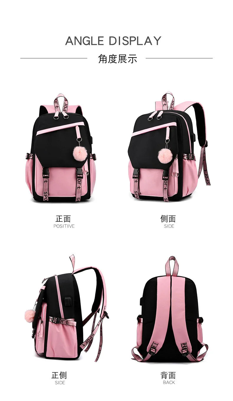 Fashion Girls' School Backpack Korean Styles Middle School Student Bags Black Casual Shoulder Bags for Teenager Boys Рюкзак