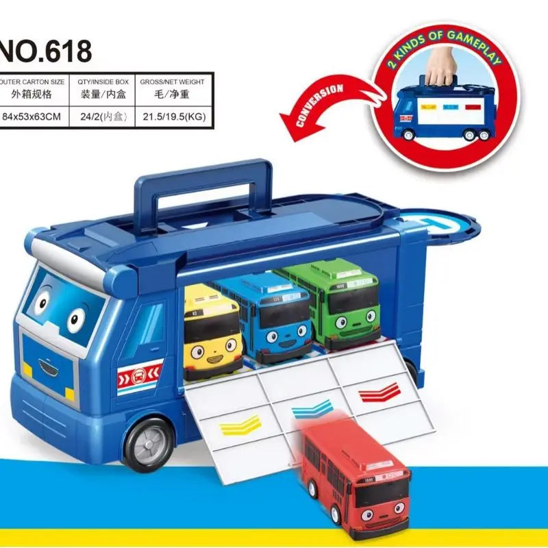 Korean Tayo The Little Bus Slingshot & Pull-Back Car Diy Track Toy Set Tayo Cartoon Car Toy Collection Car Model Christmas Gifts