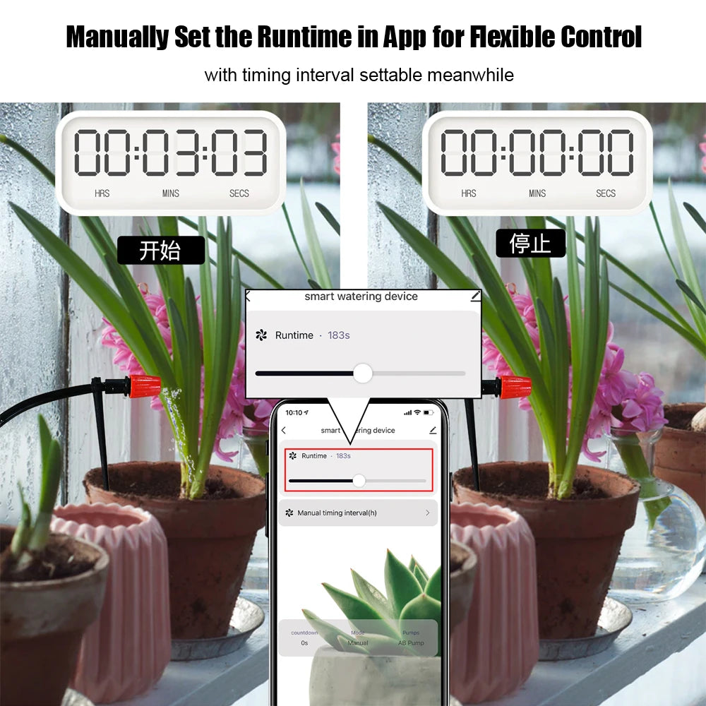 Intelligent Automatic Water Timer WiFi Tuya Micro-drip Irrigation Controller Digital Watering Irrigation Timer with Solar Panel