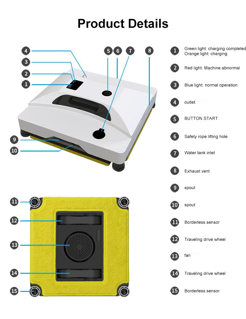 2024 New Intelligent Water Spray Window Cleaning Robot Home Fully Automatic Electric Remote Control Window Cleaning Tool