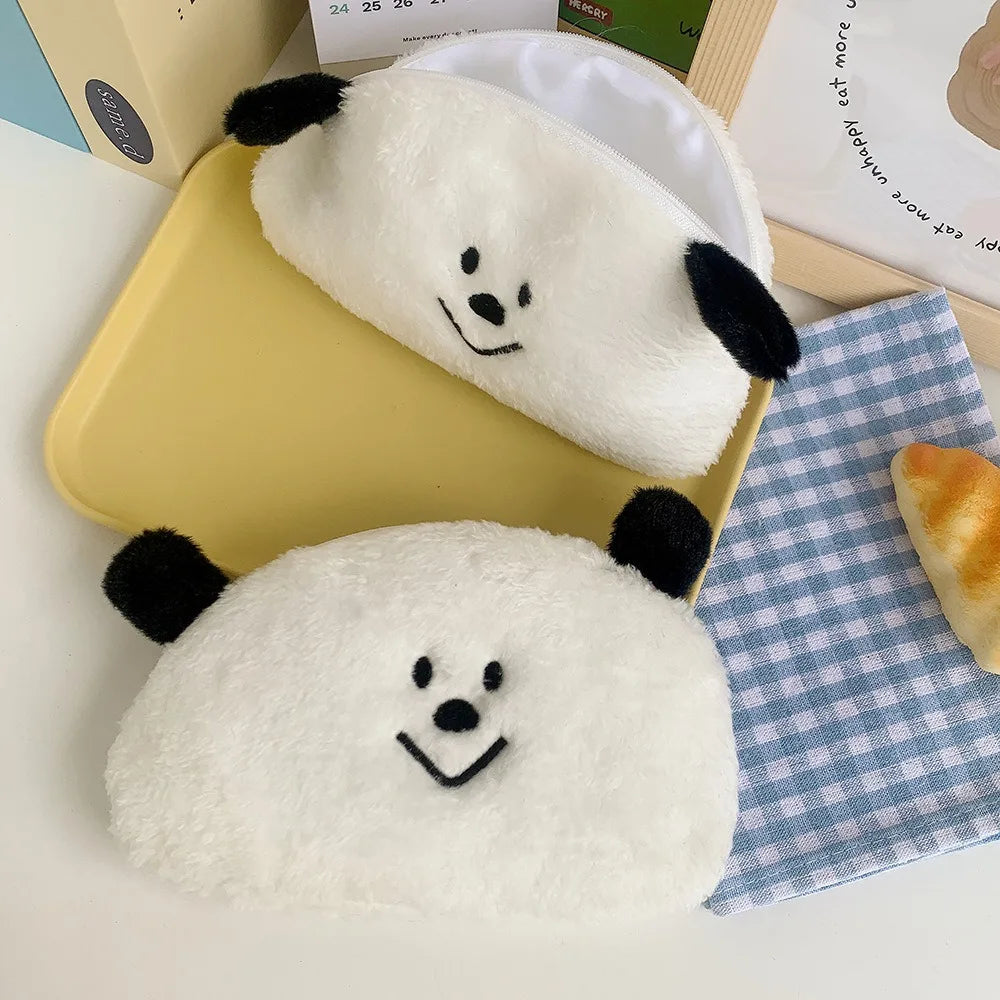 Plush Pencil Case Cartoon Sundries Storage Large Capacity Pencils Pouch Cute Dog Gift Cosmetic Bag School Students Supplies
