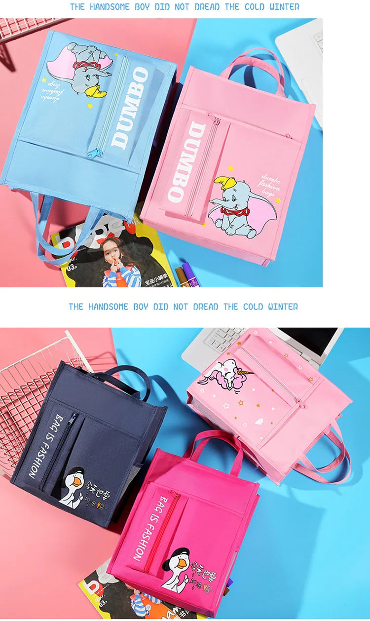 School supplies student tote bag children art bag document bag pink canvas tutoring bag school-bags-for-girls Tutorial Bags