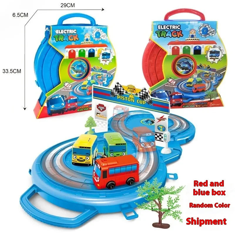 Korean Tayo The Little Bus Slingshot & Pull-Back Car Diy Track Toy Set Tayo Cartoon Car Toy Collection Car Model Christmas Gifts