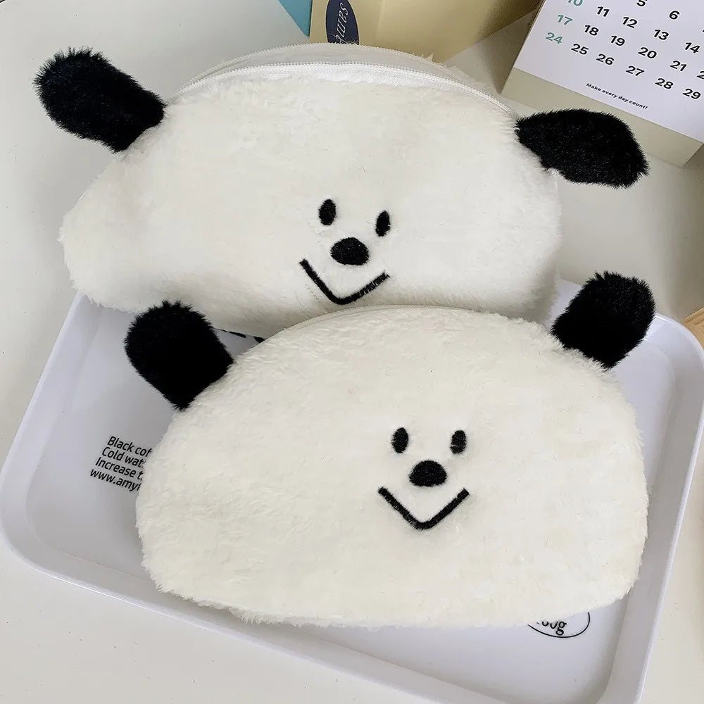 Plush Pencil Case Cartoon Sundries Storage Large Capacity Pencils Pouch Cute Dog Gift Cosmetic Bag School Students Supplies