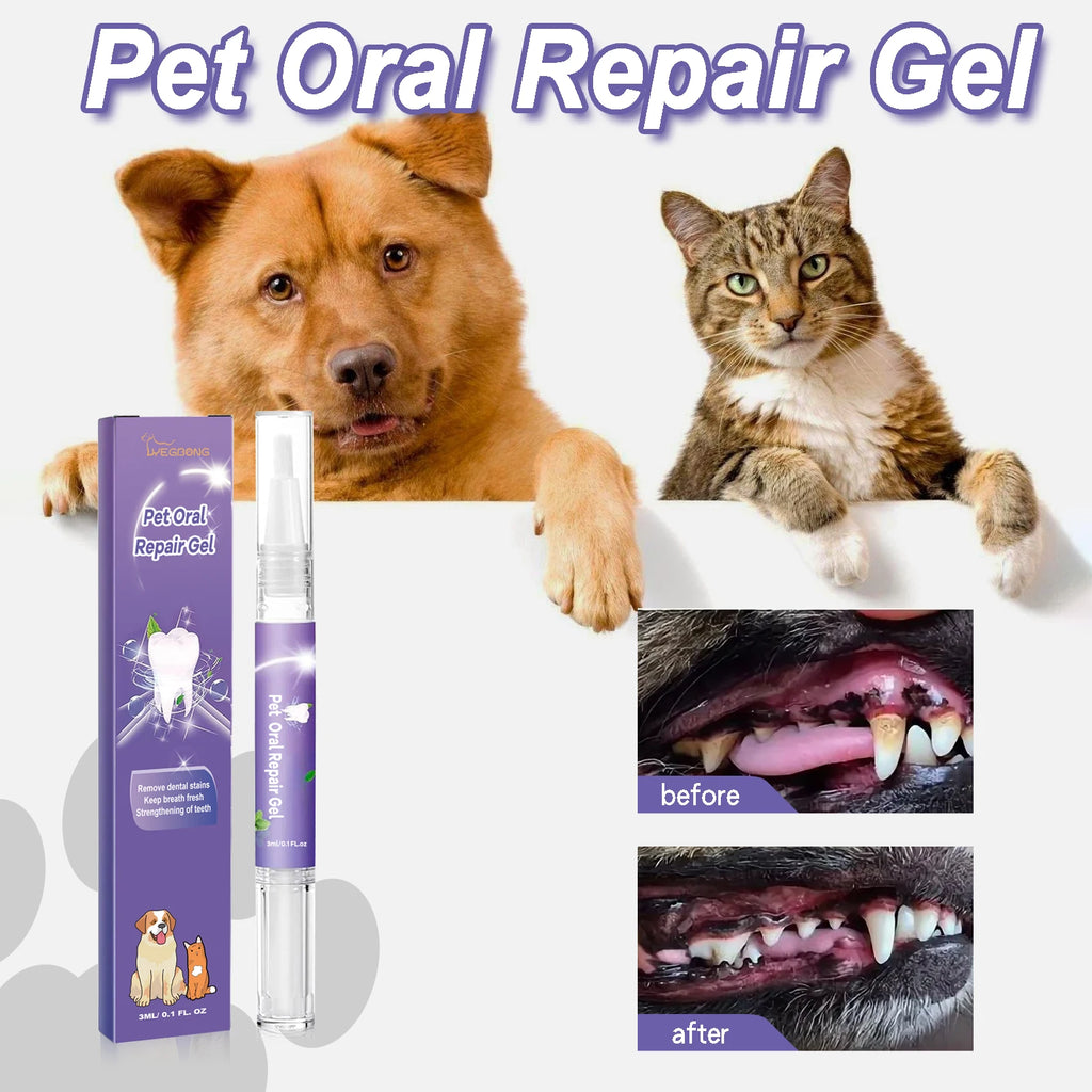 Pet Dental Care Gel for Dog Cat Teeth Cleaning Tartar Control Fresh Breath Oral Care Solution with Soda Easy Use Pen Applicator