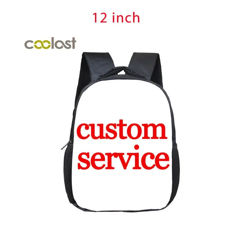 Customize Your Logo / Image / Name Backpack Children School Bags Boys Girls  Black Kindergarten Bag Kids Bookbag Gift