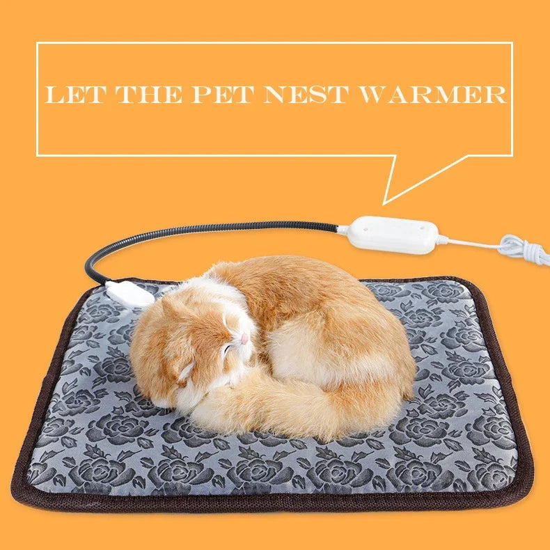 Pet Heated Mat Dog Temperature Adjustable Dog Heating Pad Waterproof Electric Heating Pad 3,9 Gears Timer Dog Sleeping Supplies