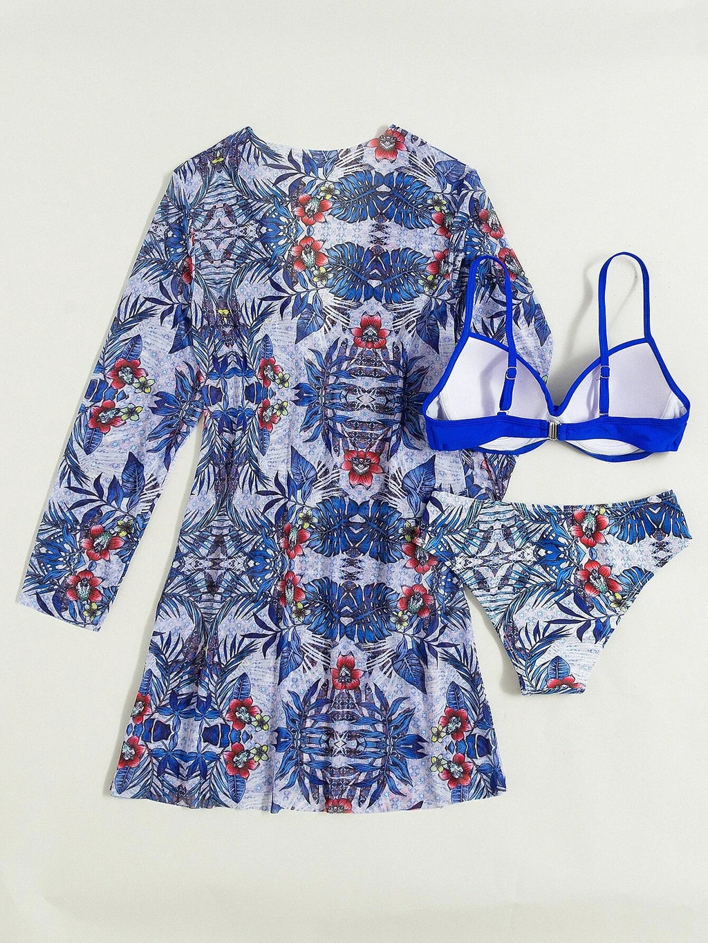 3 Pieces Push Up Bikinis 2025 Women With Kimono Beach Printed Swimsuit Sexy Swimwear Female Bathers Bathing Swimming Swim Suit