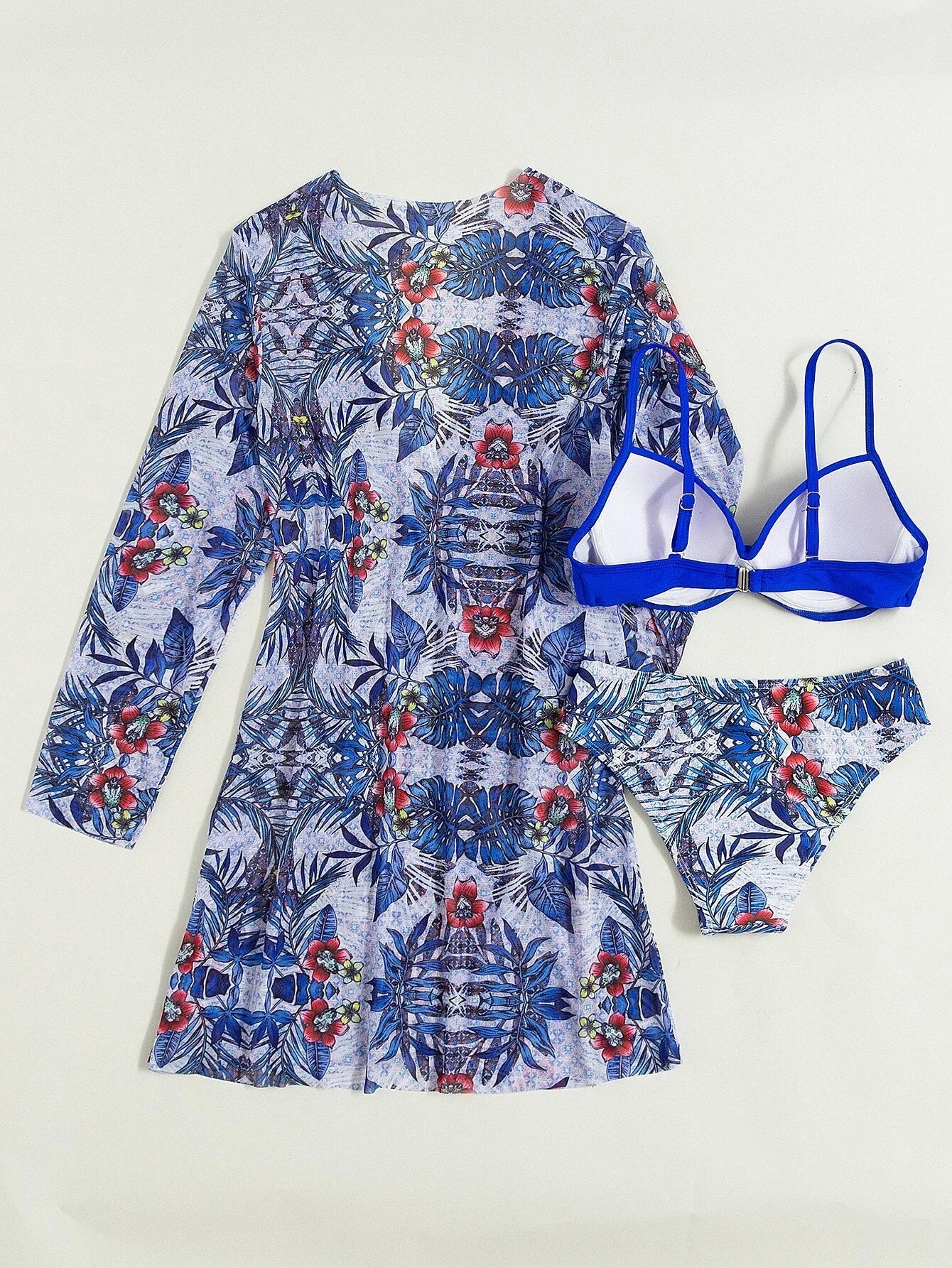 3 Pieces Push Up Bikinis 2025 Women With Kimono Beach Printed Swimsuit Sexy Swimwear Female Bathers Bathing Swimming Swim Suit