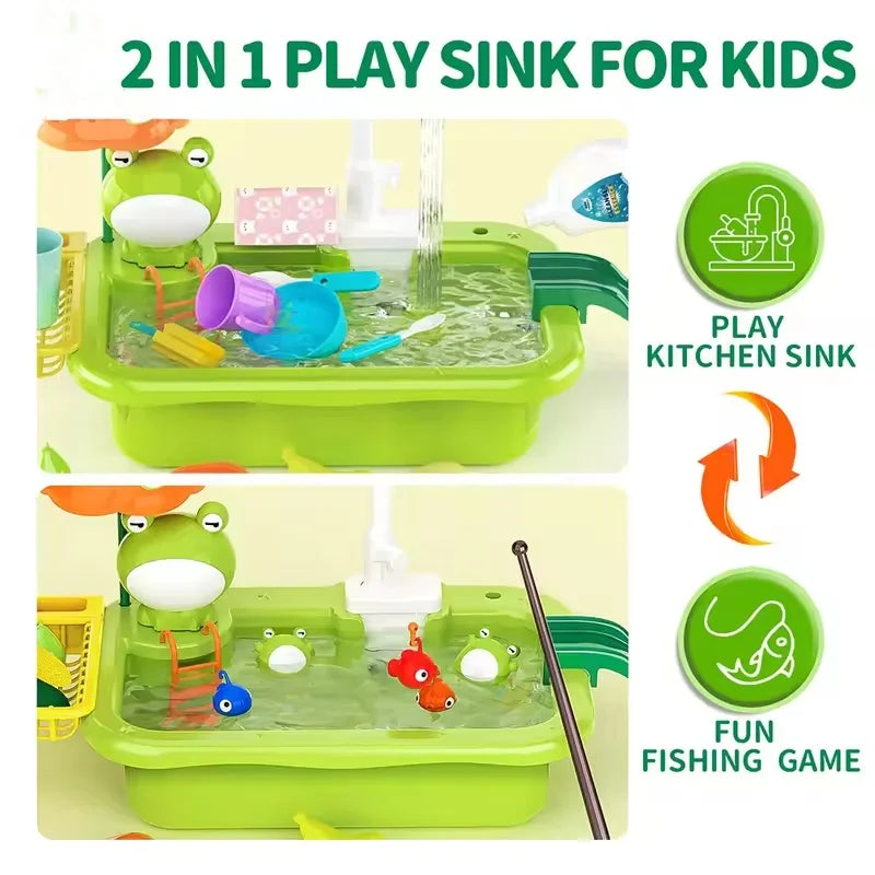 New Play Sink With Kitchen Sink Tap Water  Electric Faucet Play Kitchen Toy Swimming Pool Floating Fishing Toys Water Play Gift