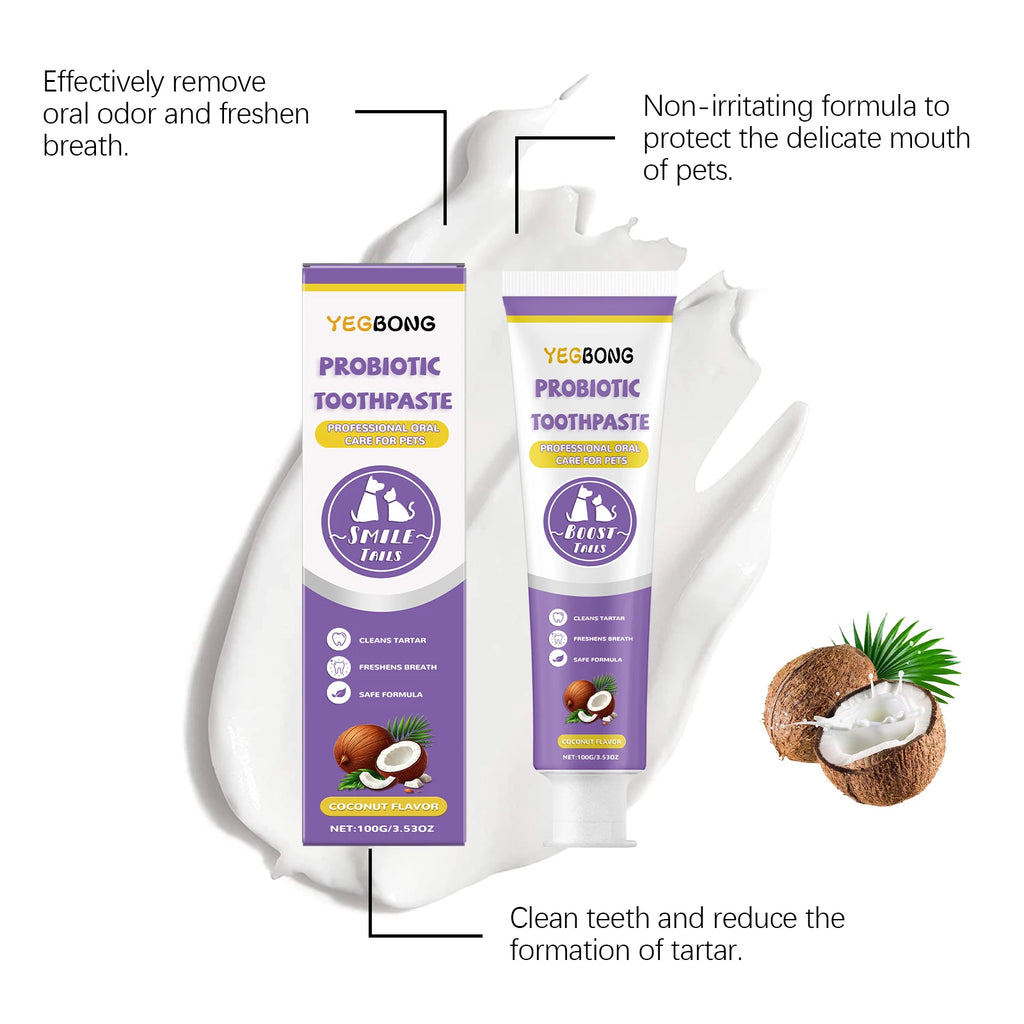 Probiotic Toothpaste for Pets:Eliminates Plaque,Freshens Breath,Gentle Teeth Cleaning&Oral Care,Shared by All Household Pets