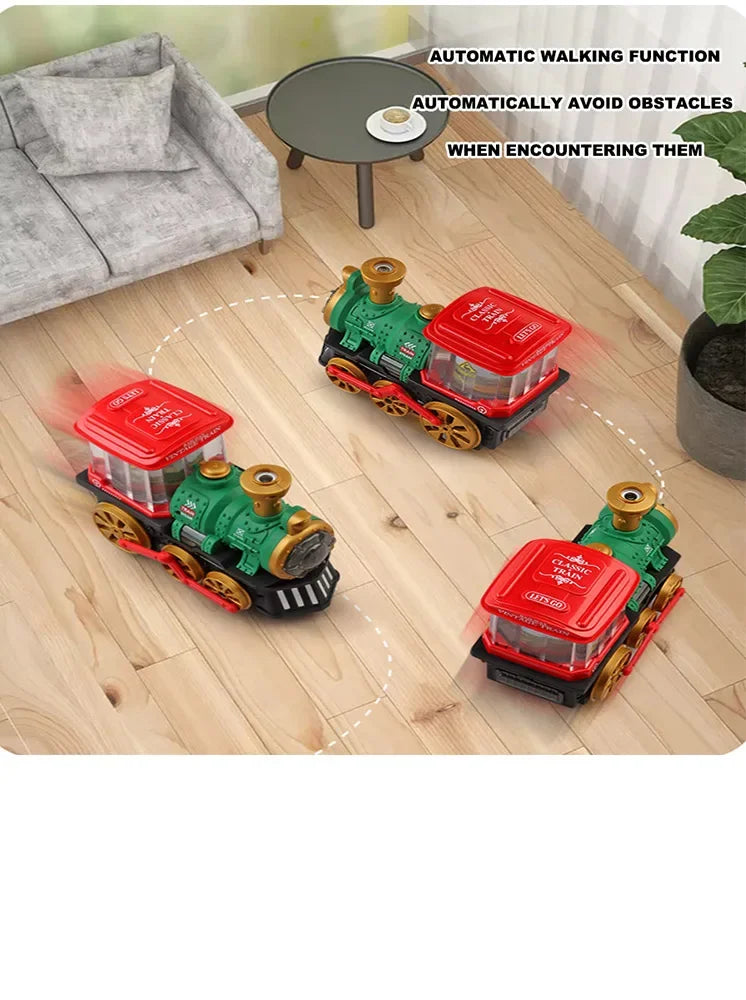 Train Toy for Toddlers 3-5, Trucks Locomotive Electric Steam Engine with Smoke, Light & Sound, Toddler Toy Trucks for Boys Gift