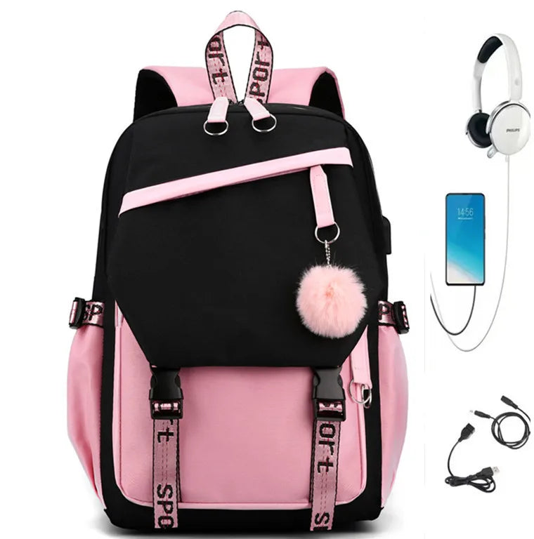 Fashion Girls' School Backpack Korean Styles Middle School Student Bags Black Casual Shoulder Bags for Teenager Boys Рюкзак