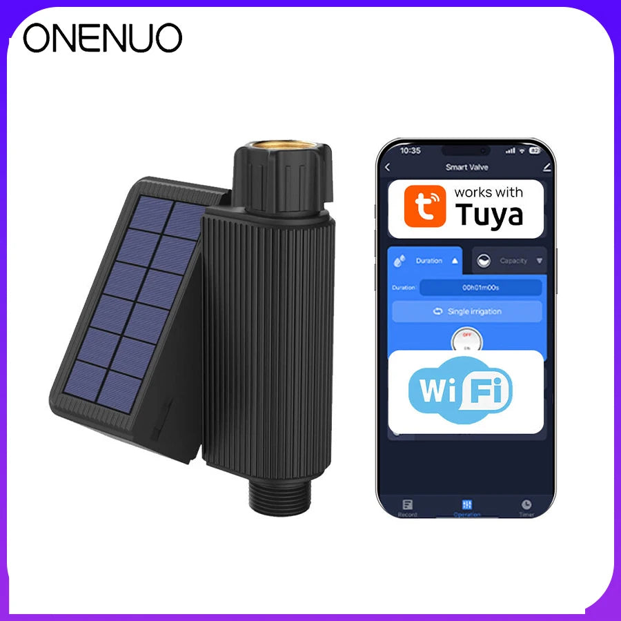 Smart Tuya Wifi Watering Timer Solar Energy Sprinkler Drip Irrigation System Built-in Water Flow Recorder Water Controller