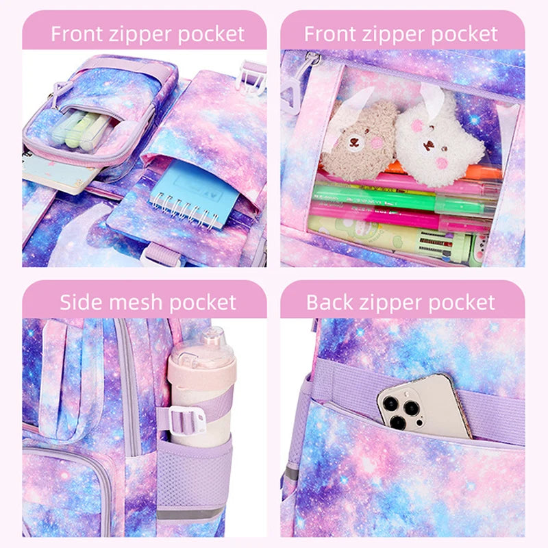 Backpack for School 3Pcs School Bag with Lunch Box and Pencil Bag Travel Backpack Bookbag for  Middle School Teens Girls