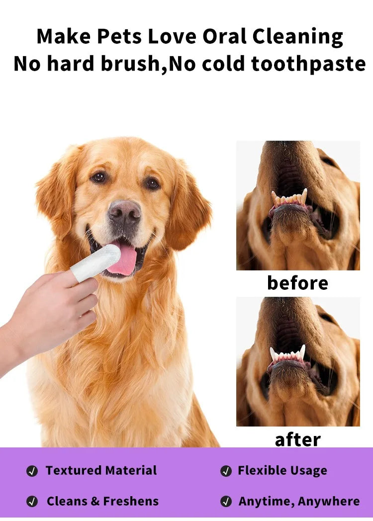 Pet cleaning products Disposable finger toothbrush Pet teeth cleaning finger covers wet wipes  Dog and cat oral cleaning