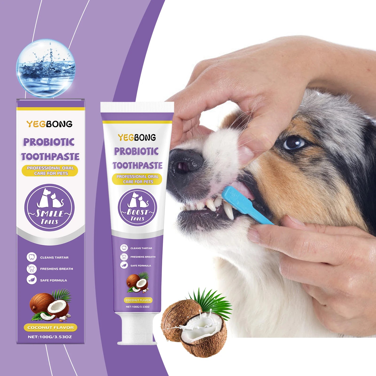 Probiotic Toothpaste for Pets:Eliminates Plaque,Freshens Breath,Gentle Teeth Cleaning&Oral Care,Shared by All Household Pets