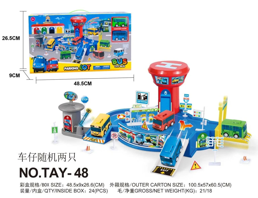 Korean Tayo The Little Bus Slingshot & Pull-Back Car Diy Track Toy Set Tayo Cartoon Car Toy Collection Car Model Christmas Gifts