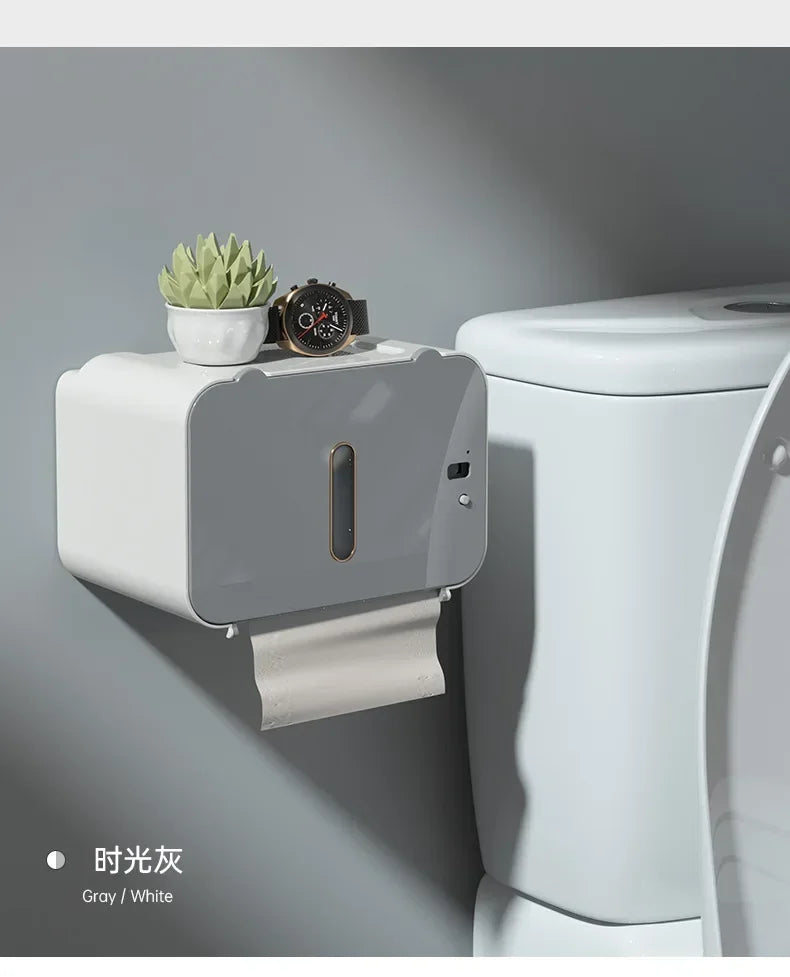 Smart tissue box USB charging automatic induction paper output bathroom paper roller toilet paper holder toilet accessories