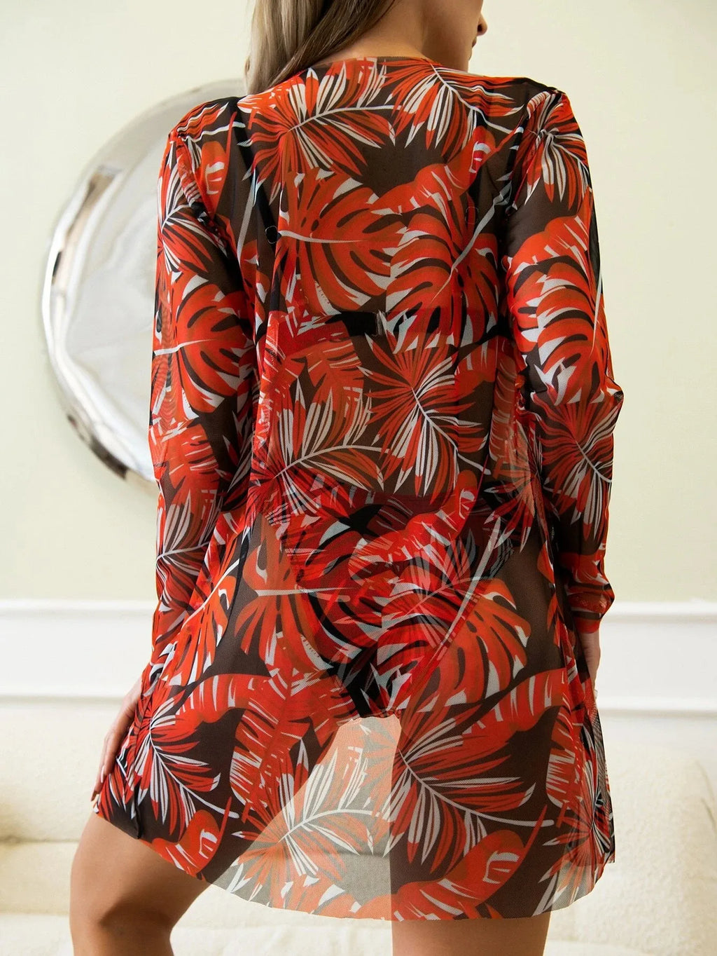 2025 Three Pieces Bikini Set Cover Up Swimwear Women Swimsuit Print Long Sleeve Push Up Bathing Suit Beachwear Swimming Biquini