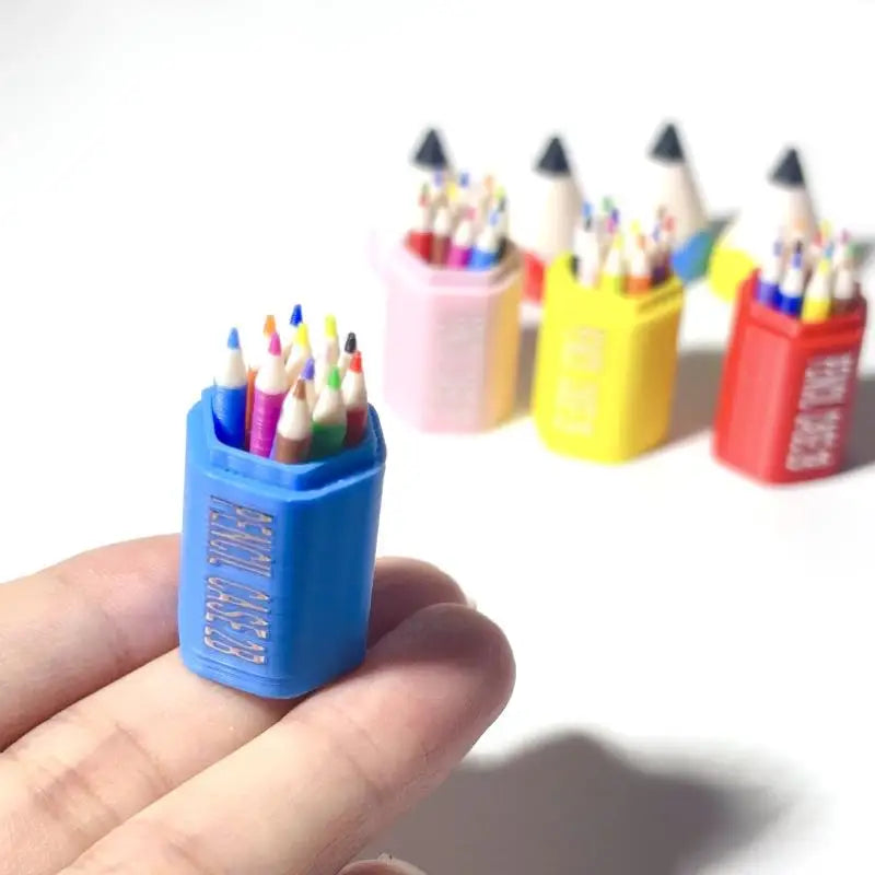10/12Pcs Miniature School Supplies Toy Set for Kids Includes Colored Pens Mini Pencils Dollhouse School Accessory Props