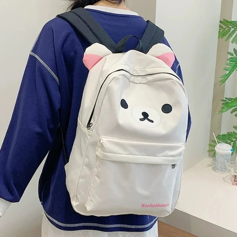 Kawaii Bear Rilakkumas Backpack Large Capacity Backpack Stylish Student School Bag Shoulder Bags Schoolbag Gift