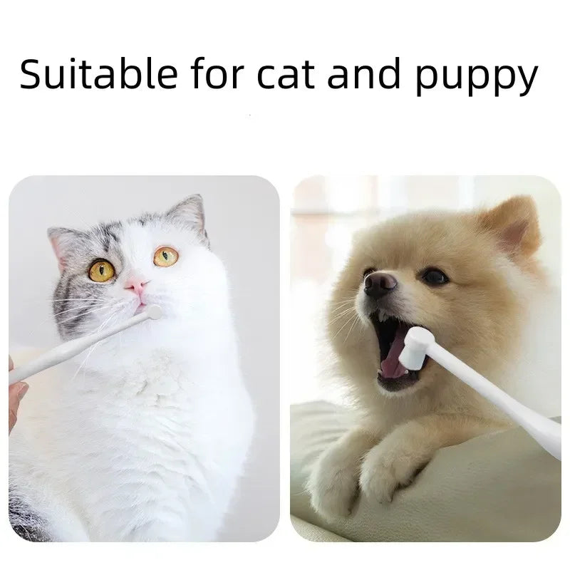 Pet Toothbrush for Dog Cats Small Animals Oral Care Kit with Soft Bristles Fights Bad Breath Tartar Remover Dental Cleaning Tool