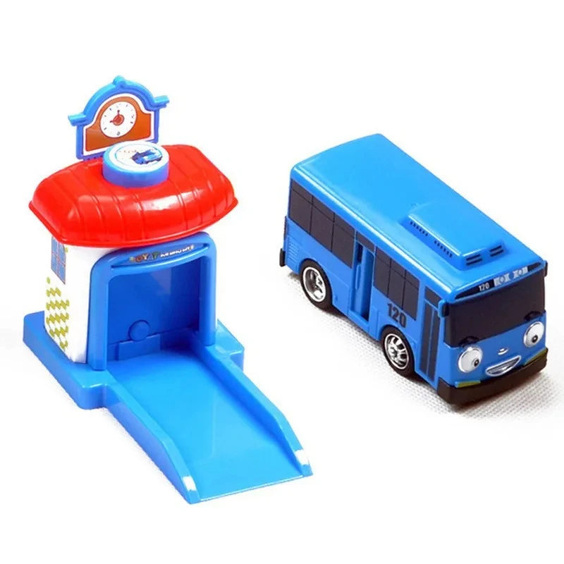 Korean Tayo The Little Bus Slingshot & Pull-Back Car Diy Track Toy Set Tayo Cartoon Car Toy Collection Car Model Christmas Gifts