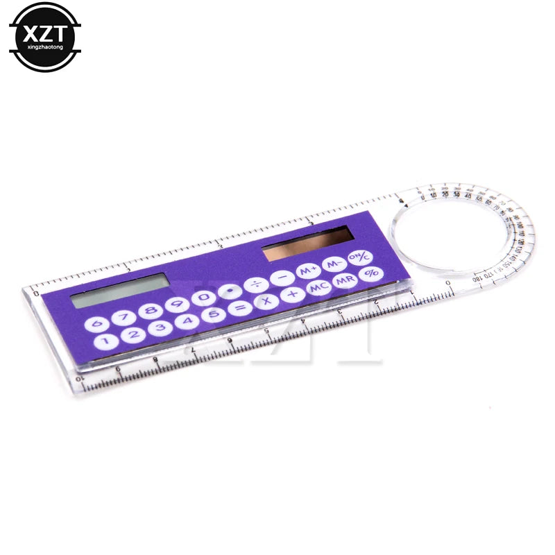 Student School Supplies Calculator Mini School Supplies Solar Transparent Ruler with Magnifier Portable Office Stationery