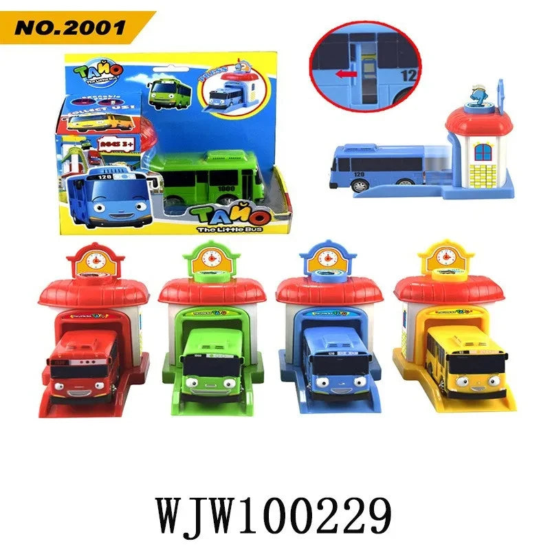 Korean Tayo The Little Bus Slingshot & Pull-Back Car Diy Track Toy Set Tayo Cartoon Car Toy Collection Car Model Christmas Gifts