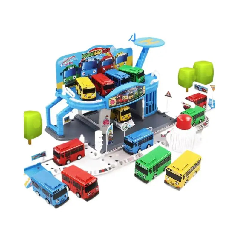 Korean Tayo The Little Bus Slingshot & Pull-Back Car Diy Track Toy Set Tayo Cartoon Car Toy Collection Car Model Christmas Gifts