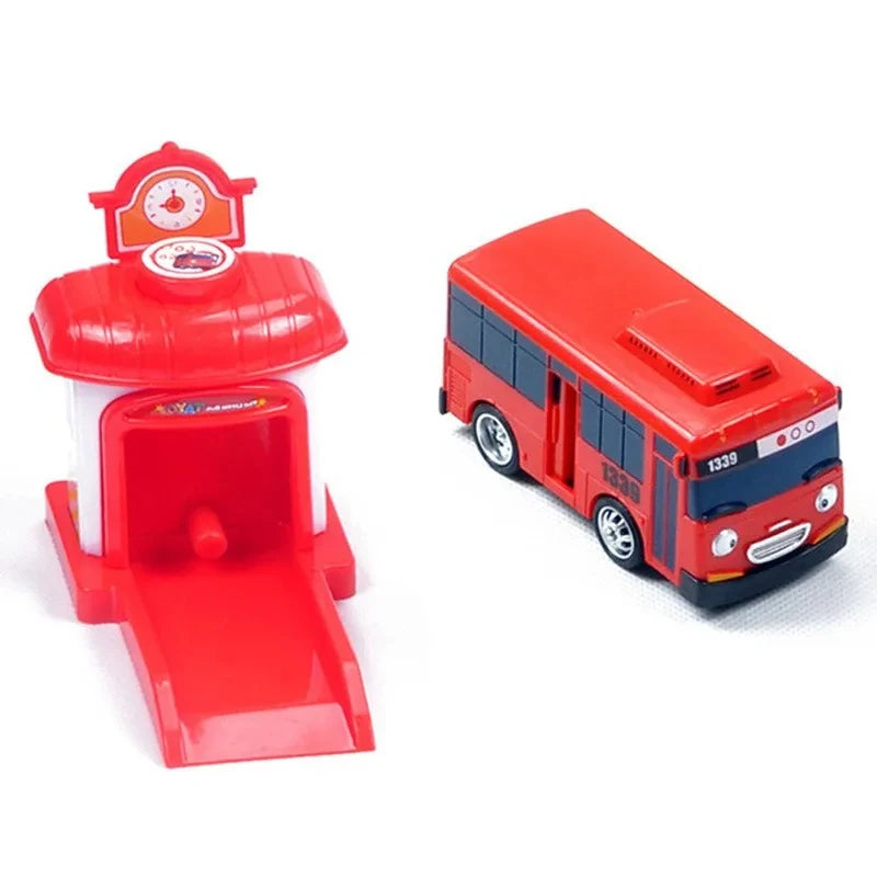 Korean Tayo The Little Bus Slingshot & Pull-Back Car Diy Track Toy Set Tayo Cartoon Car Toy Collection Car Model Christmas Gifts