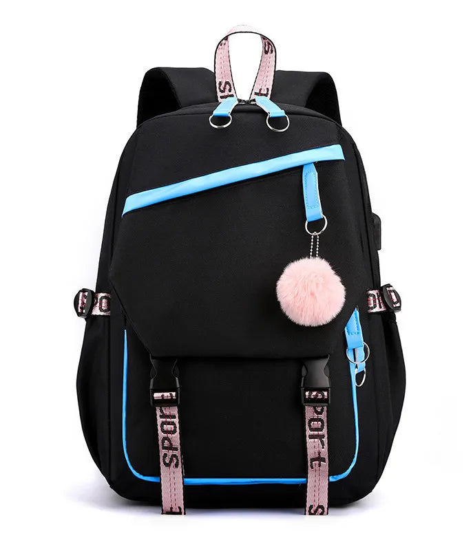 Fashion Girls' School Backpack Korean Styles Middle School Student Bags Black Casual Shoulder Bags for Teenager Boys Рюкзак